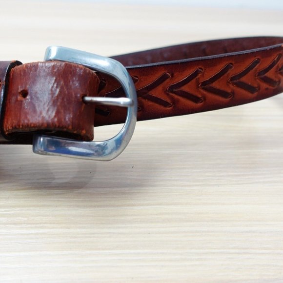 Belt Mens Brown‎ Leather Western Buckle 36 Laced Medieval Full Grain Cowhide USA - Picture 1 of 12